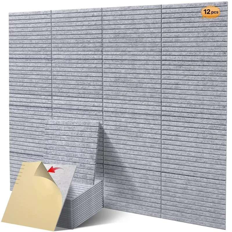 

12Pack Self-Adhesive Acoustic Wall Panels Square Sound Proof Foam Panels Soundproof Absorbing Tiles Sealing Strip 300x300x9mm