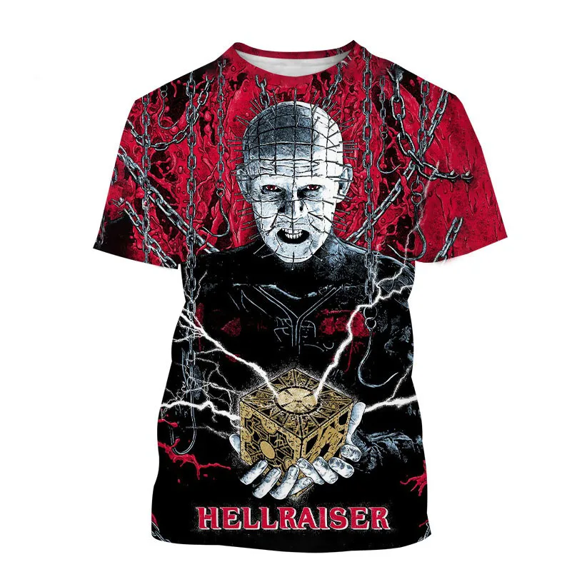 Hellraiser Horror Movie 3D Print T-Shirts Men Women Short Sleeve T Shirt Punk Street Style Harajuku Y2k Tops Tees Kids Clothing