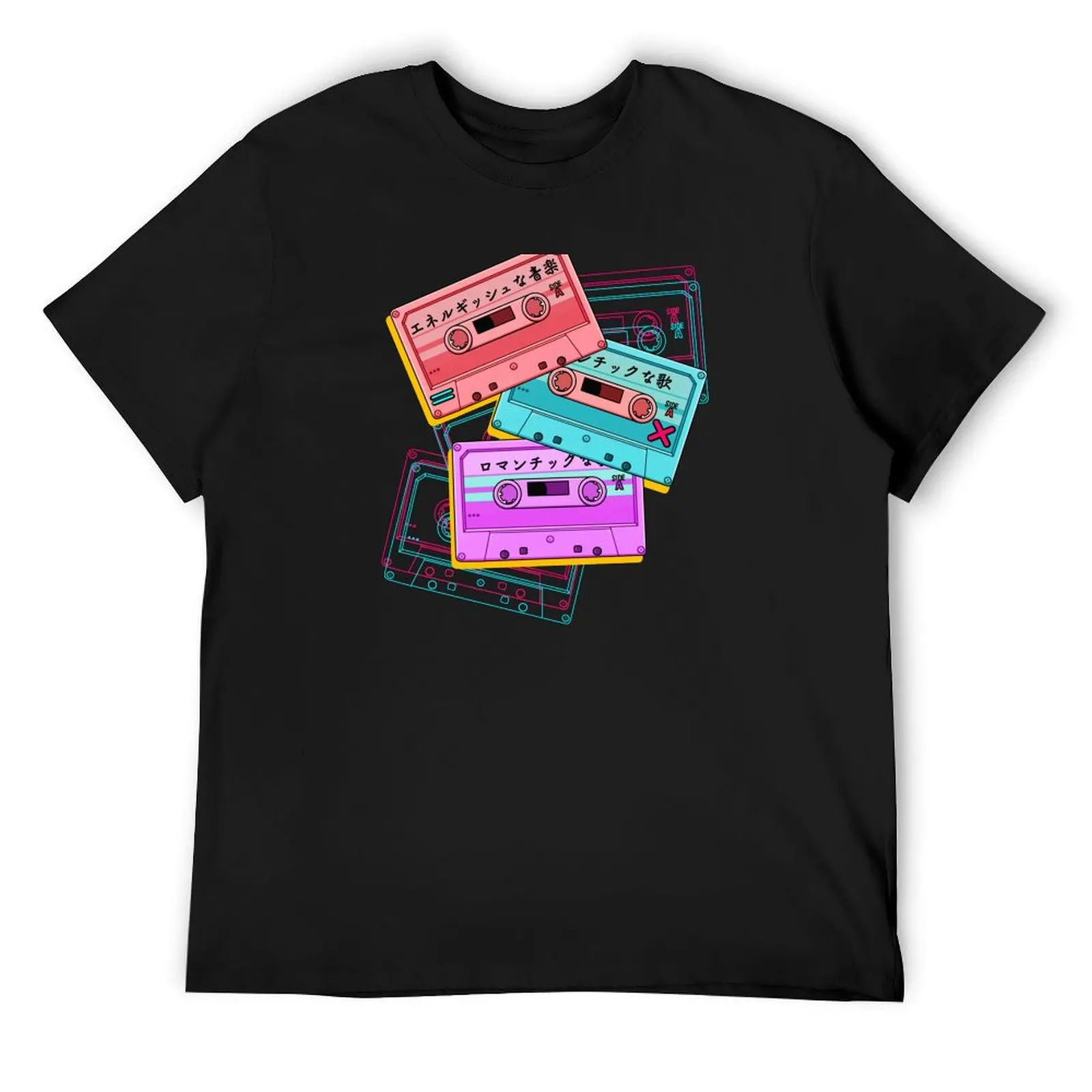 

Japanese Version: The cute set of retro mixtapes (80s, 90s style) on the black background T-Shirt