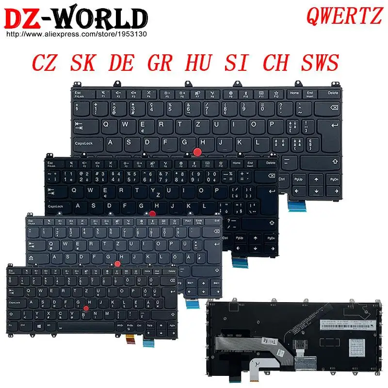 QWERTZ CZ SK DE GR HU SI CH SWS Czech German Hungarian Slovenian Swiss Keyboard For Lenovo Thinkpad S1 4th X380 Yoga 370 Laptop