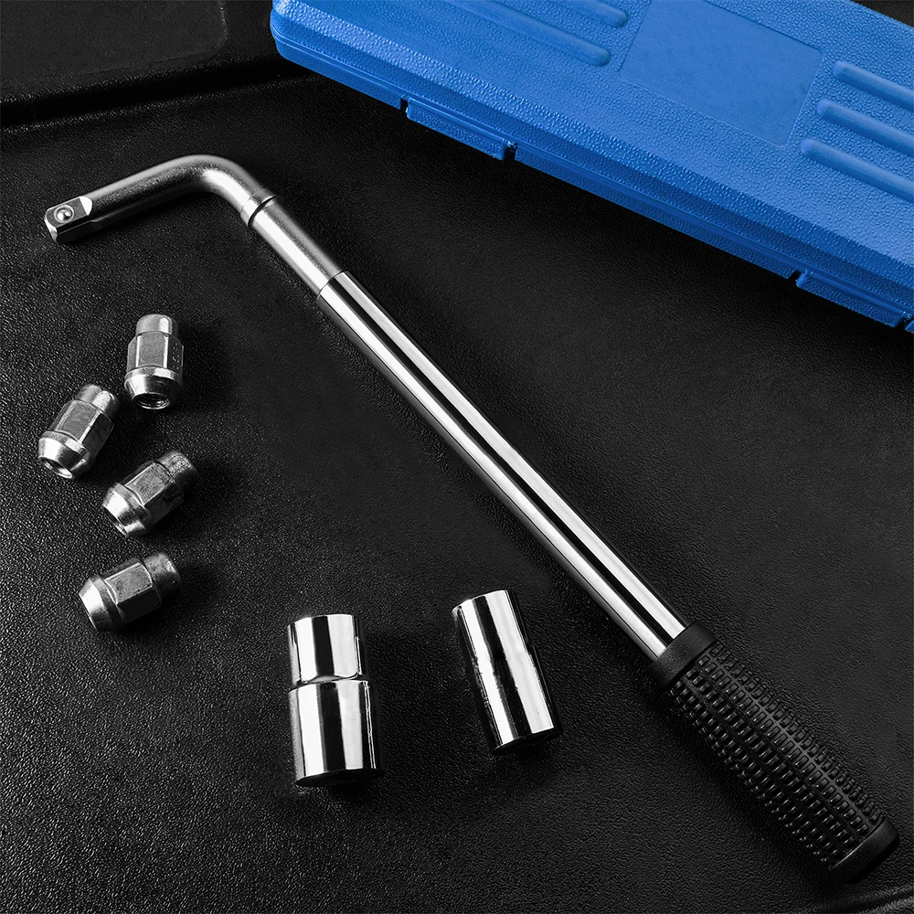 Telescoping Lug Wrench, Extendable Wheel Brace Lug Nut Wrenches Tire Repair Tools Wheel Nut Remover for Car, Van, Truck, Caravan