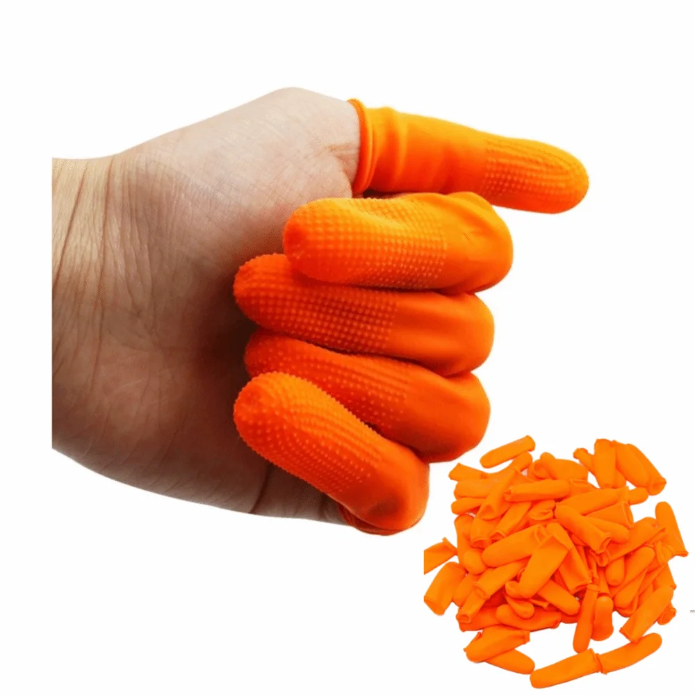 100pcs Latex Material Finger Cots Non-Slip Surface Non-Static Finger Gloves Reusable Design Finger Covers Infection Protection