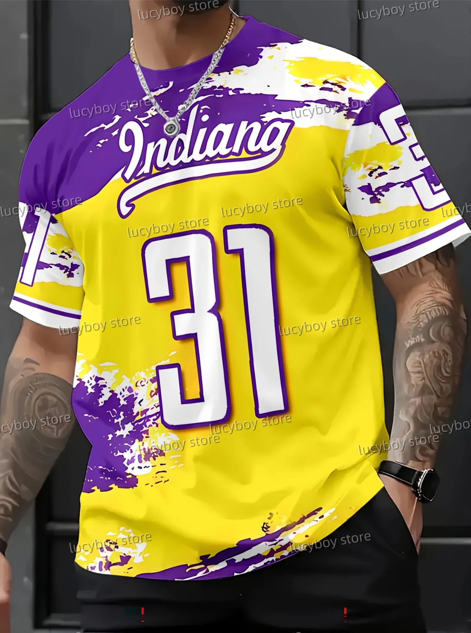 

Summer Men's Latest Polyester Fiber Unisex Indian Print Men's Round Neck Short Sleeved Casual Sports Jersey T-Shirt men clothes