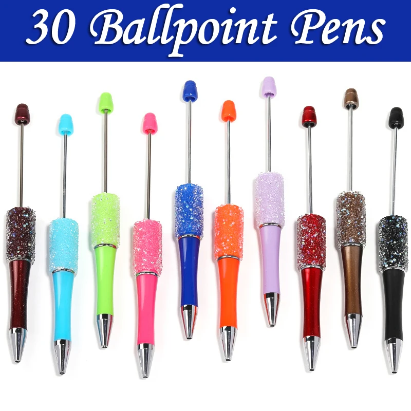 30Pcs Wholesale Full Star Beaded Pen Creative DIY Handmade Sticker Set Diamond Beaded Ballpoint Pens Advertising Gift Pen