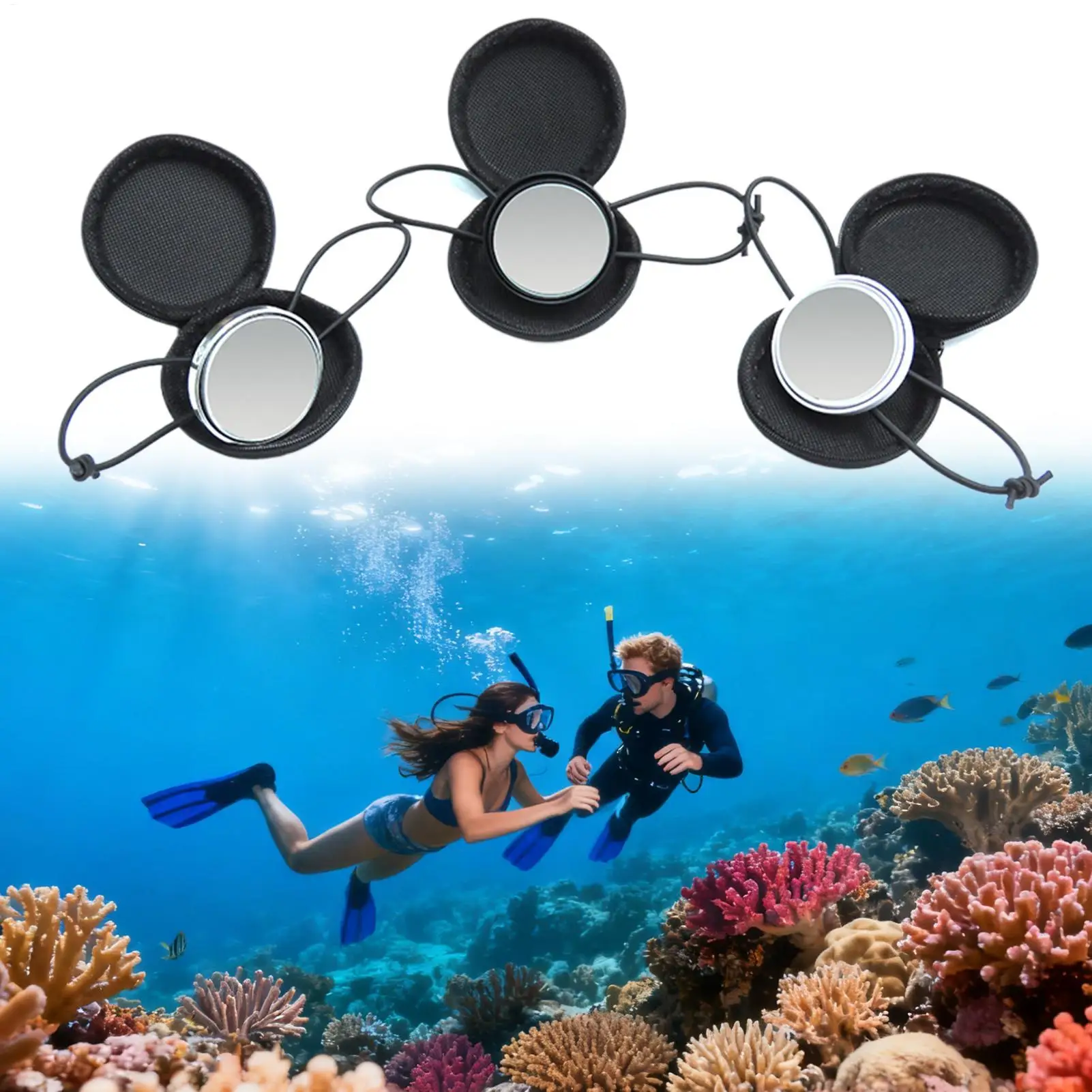 

new Diver Safety Wrist Mirror Waterproof Convex Rearview For 360 Degree Awareness, Scuba Snorkeling & Cave Exploration