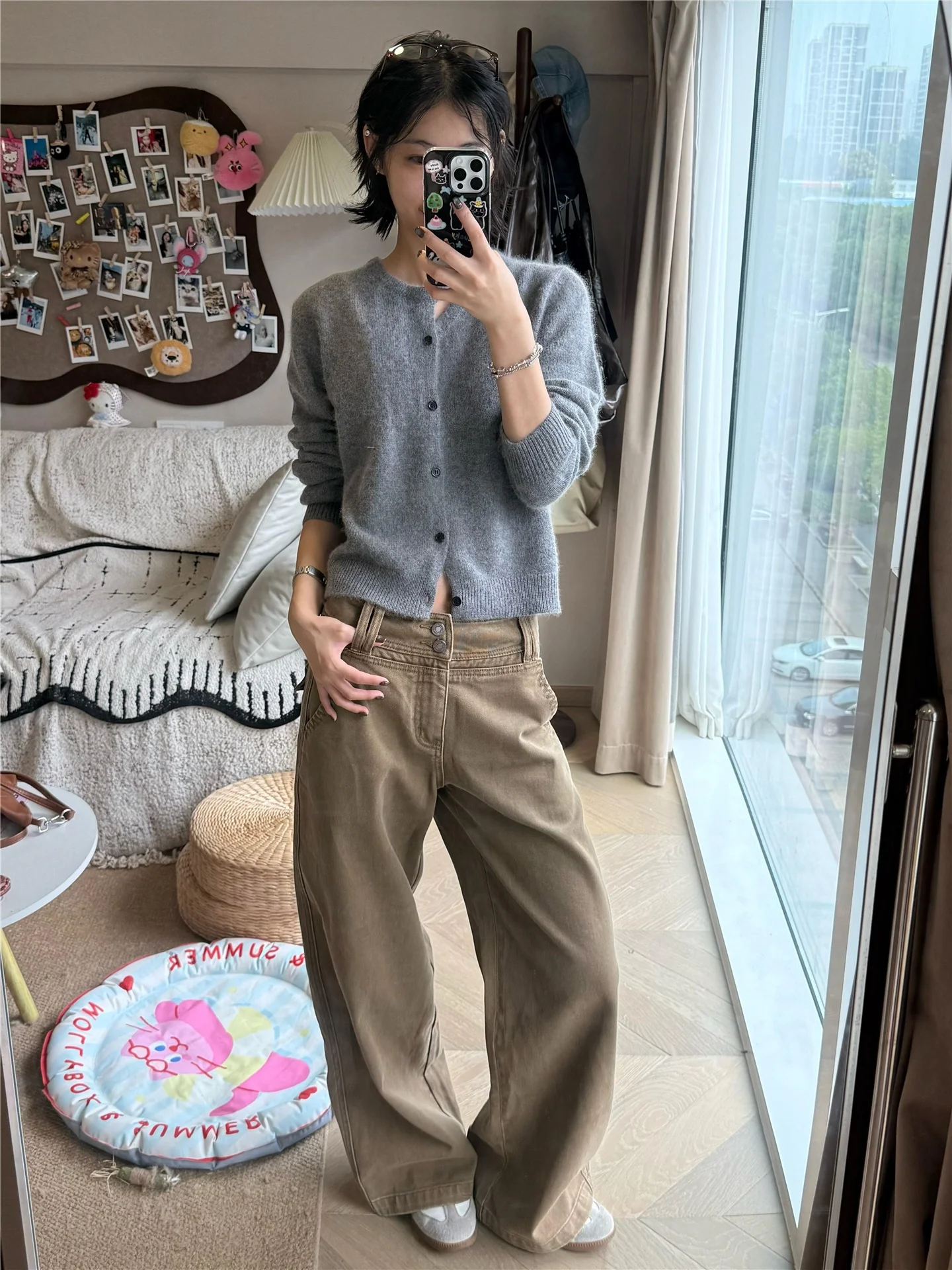 

Женские джинсы с низкой посадкой и широкими штанинами в стиле ретро, свободные, стройнящие, удлиненные, повседневные, прямые, из мягкого хлопка, с эффектом потертости, весенние