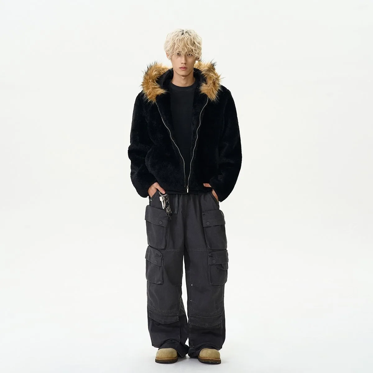 الشباب نمط سترة دافئة وباردة برهان الاتجاه 2024 أزياء الرجال الشتاء الدافئة معطف مقنع #3