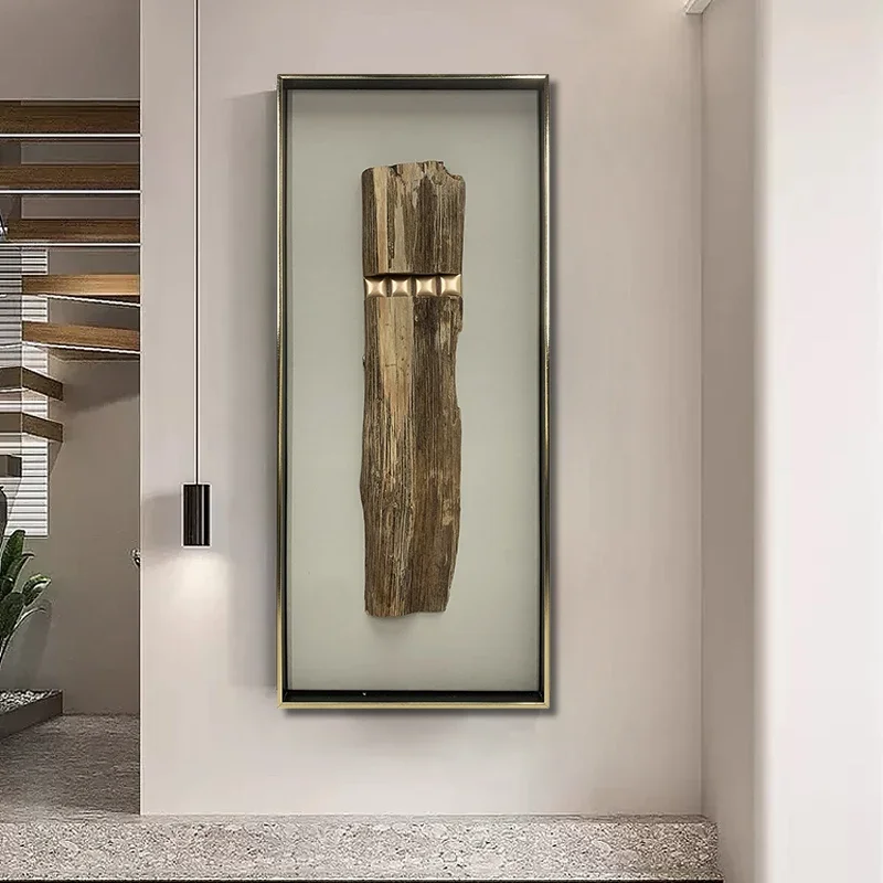 z Home Decor Large Mixed Media Artwork Wooden Framed Abstract Painting Handmade 3D Modern Wood Wall Art