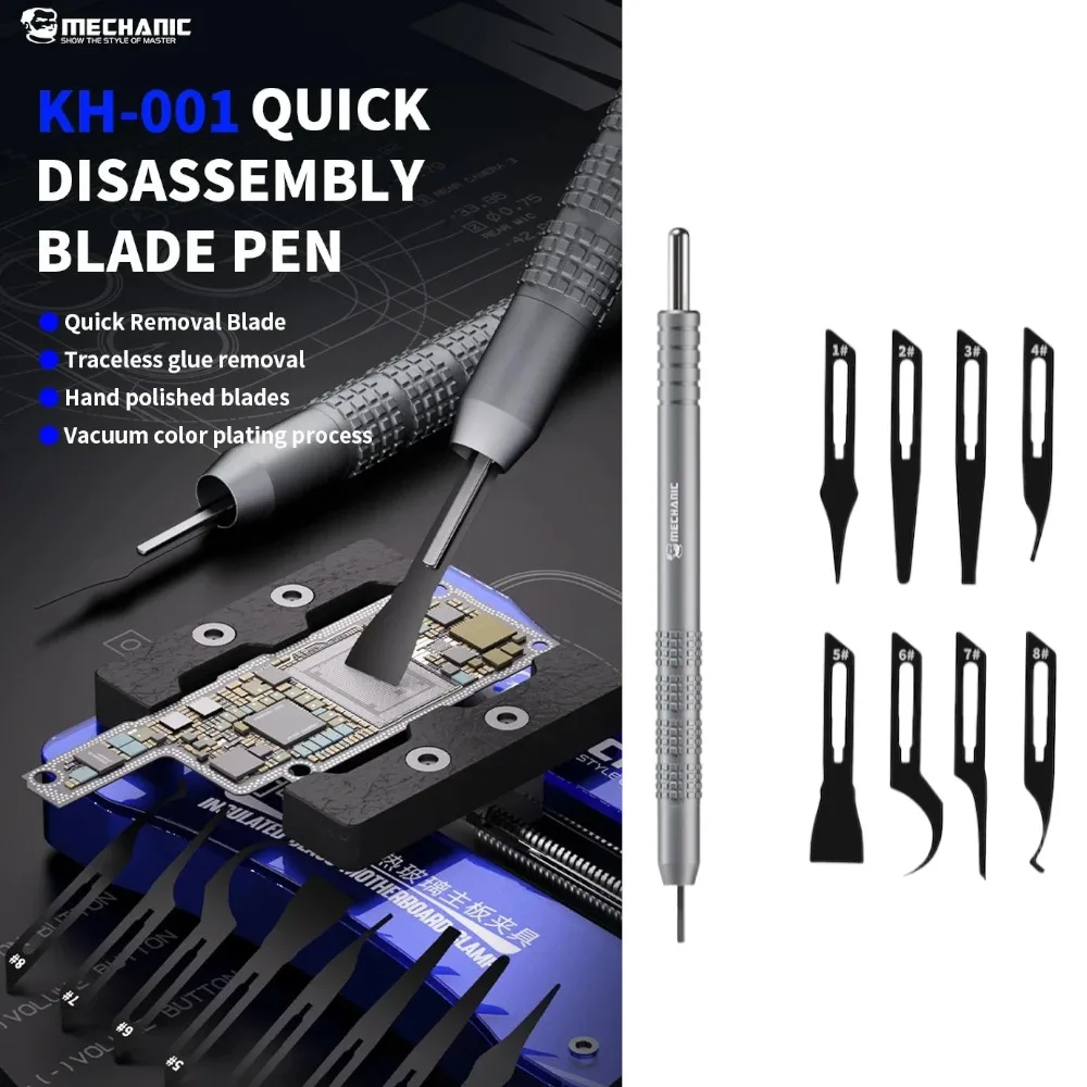 

MECHANIC KH-001 Quick Release Blades Pen Glue Removal Disassembly Knife for PCB Chip IC Prying Phone Screen CPU Repair Tools