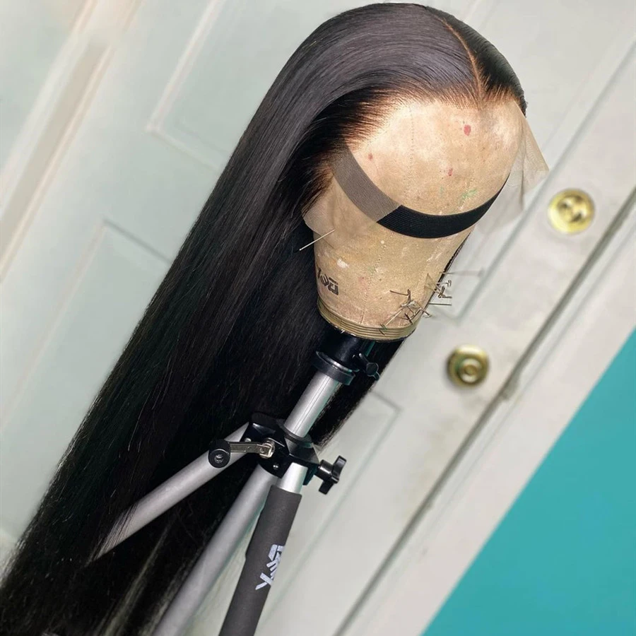 Soft 180Density 26Inch Long Natural Black Silky Straight Deep Lace Front Wig For Women With Baby Hair Preplucked Daily Glueless