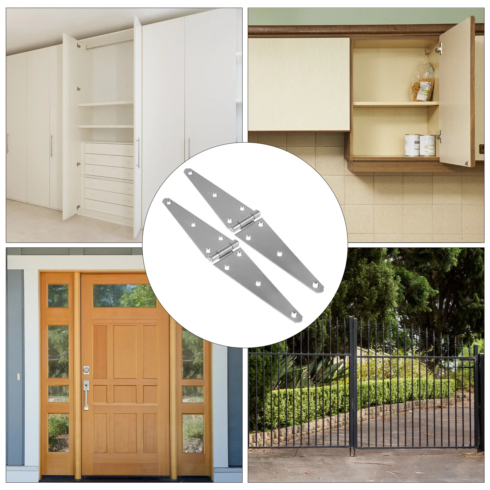 

2Pcs 200mm Heavy Duty Strap Hinge for Doors Cabinets Wardrobes Stable Support Gift Idea Strap Hinges Gate Hinges