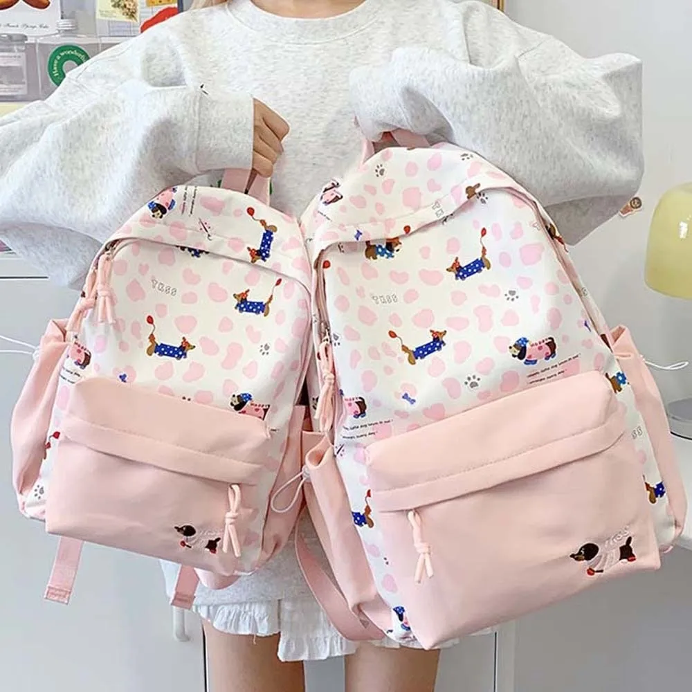 

Daypack Nylon Dachshund Backpack Casual Contrast Color Students School Bag Durable Scratch Prevention Large Capacity Backpack