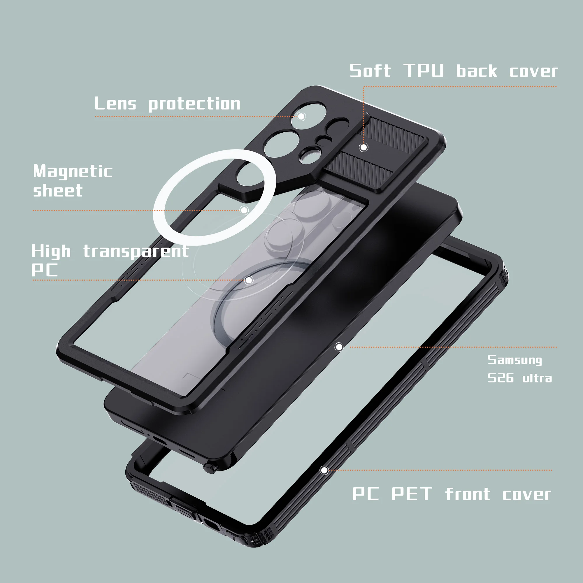 IP68 Wasserdichte Handyhülle, Geeignet für Samsung Galaxy S26 Ultra S25 S24 Serie, mit Schwimmring, Berührungsempfindlich, Rundum-Schutz – Detail 17