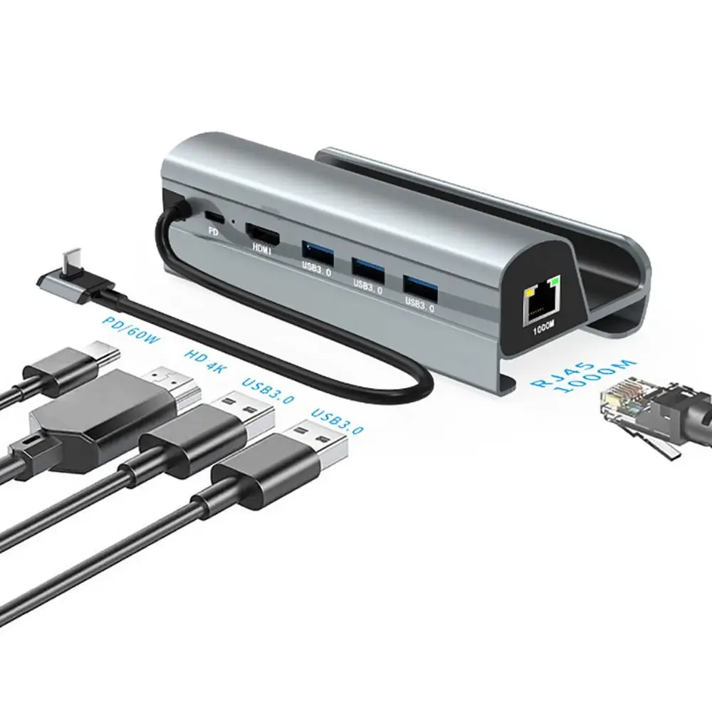 

Подставка для портативной консоли 4K, 60 Гц, база Gigabit Ethernet USB 3.0, игровая док-станция 6 в 1 для Asus ROG Ally/Steam Deck