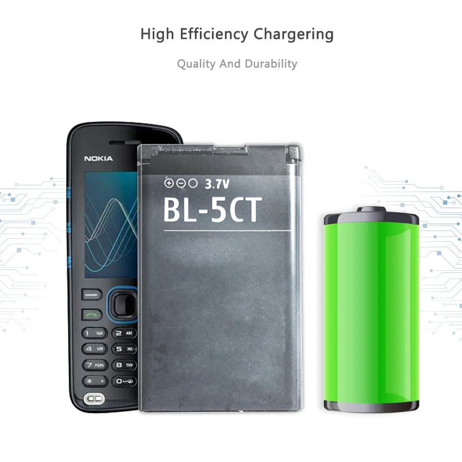 BL5CT BL-5CT Manufacturer gb/t 18287-2013 Mobile Phone Battery For Nokia 6303i 6303C 6750 C5 C5-00 C5-02 C5-00i Batteries