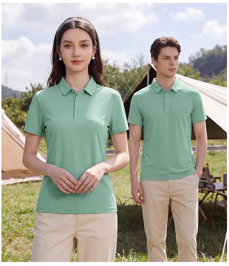 New Summer Ice Silk POLO Shirt Short Sleeve Professional T-Shirt Seamless Soft High Quality Solid Color Company Group Uniform