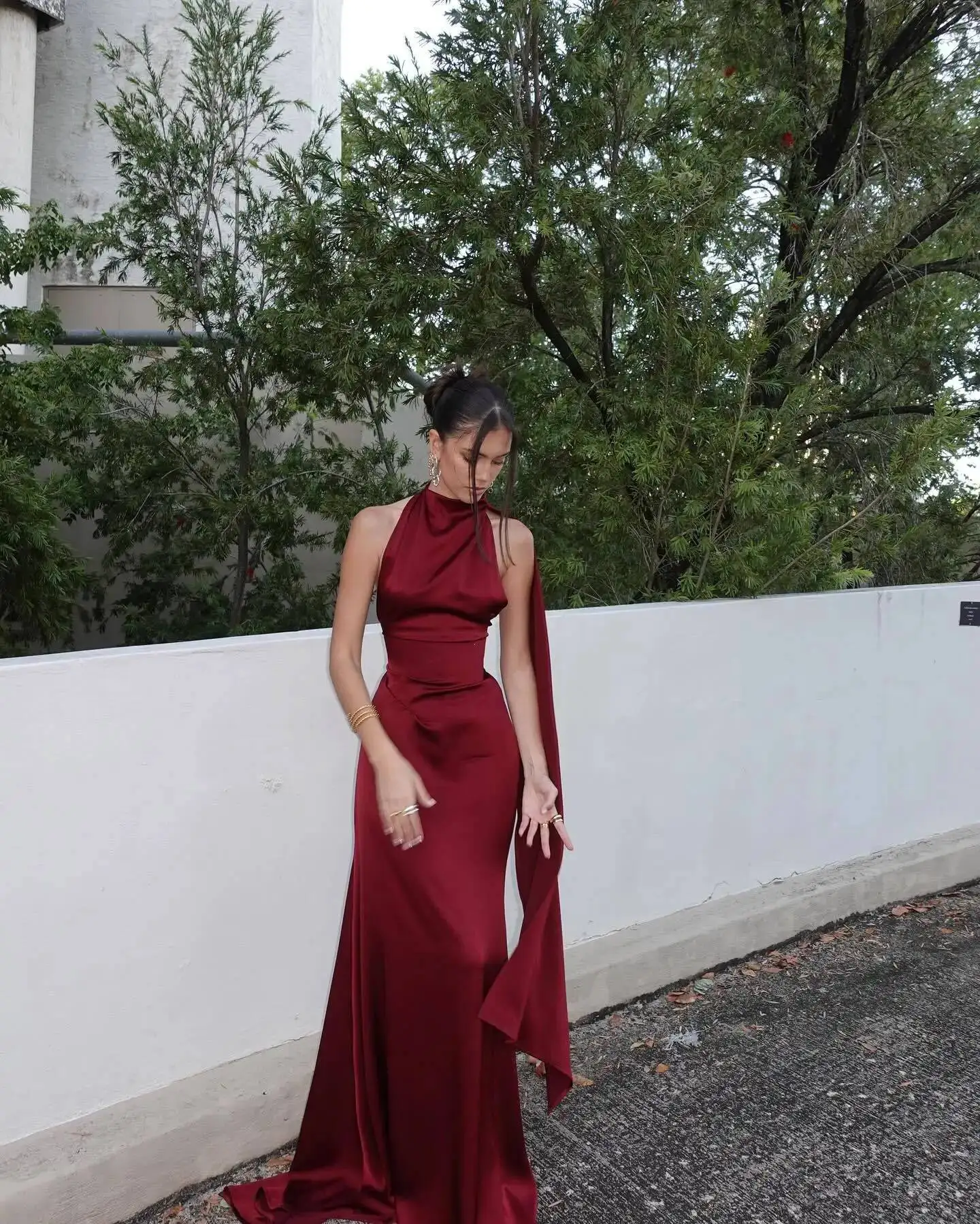 Elegant Burgundy Satin Long Dress Sexy Women's Corset High Waist Maxi Mermaid Dresses Evening Party 2026 Cocktail Wedding Guest