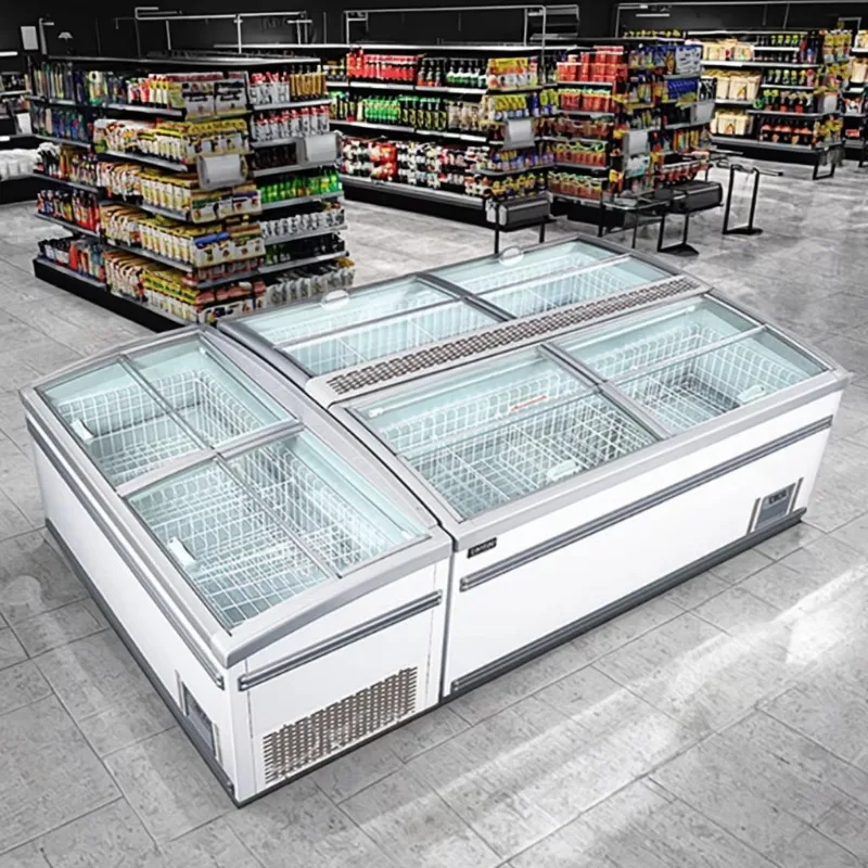 Commercial Display Freezer Supermarket Refrigeration Equipment Island Display Cabinet for Frozen Food