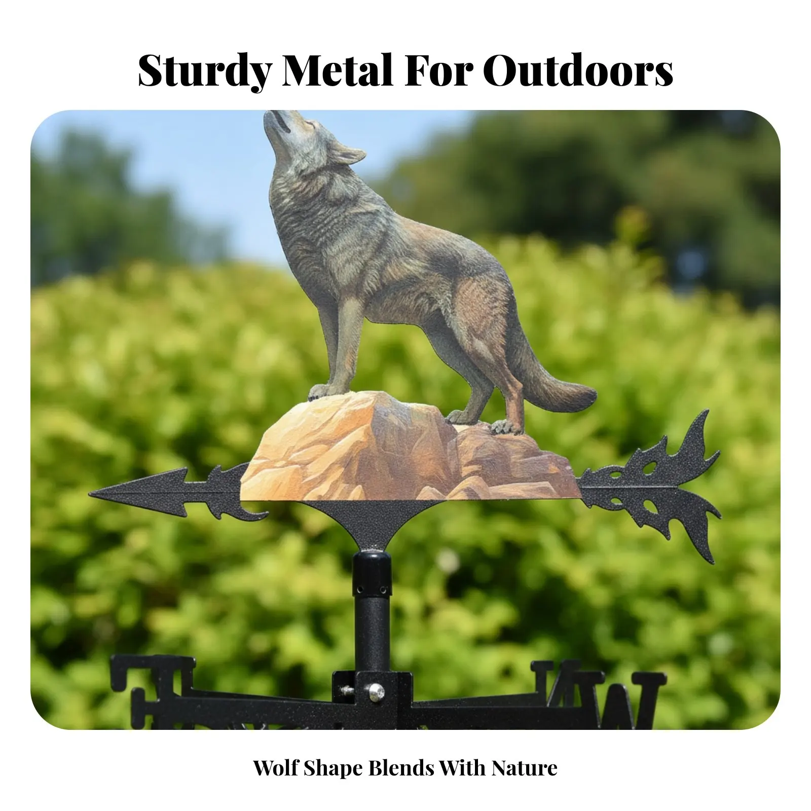 Wolf Weather Vane Effortless Rotation Howling Wolf Wind Vane Metal Creature Weathervane Rust-Resistant Roof Mount Wind