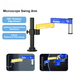 Mechaniczny mikroskop M2 M3 ramię wahadłowe 360 ° ruchomy podnośnik uniwersalny wspornik metalowy ze stopu aluminium składany uchwyt kolumnowy