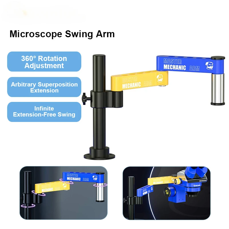 microscopio swing arm 360 movable lift suporte de metal universal liga de aluminio ferramenta de suporte de coluna dobravel mechanic m2 m3 01