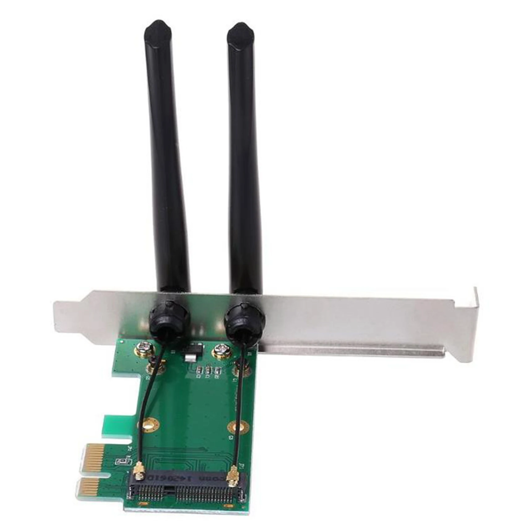 

2X Wireless Card Wifi Mini PCI-E Express To PCI-E Adapter With 4 Antenna External For PC