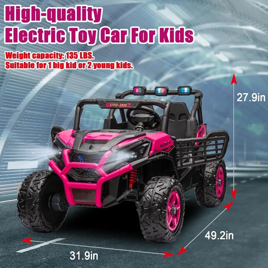 24V 電動乗用車、2人乗りUTV、バッテリー駆動、リモコン付き、4WD、並列式乗用トラック、青色