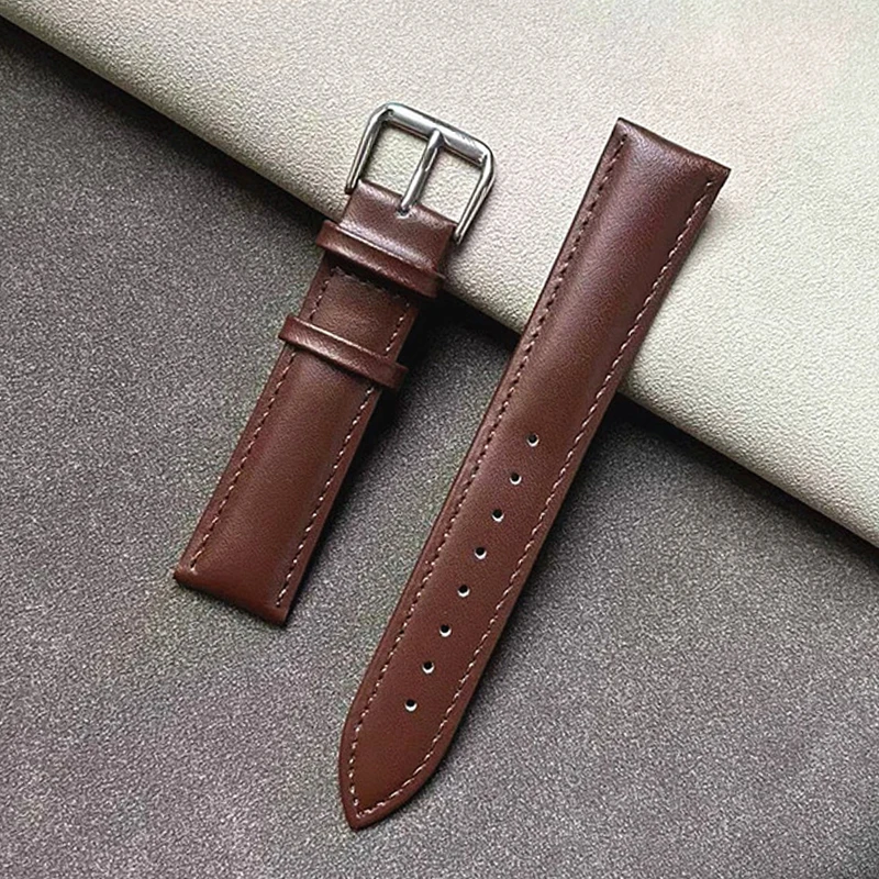 Brown Genuine Leather Watchbands 12/13/14/15/16/17/18/19/20/21/22/23/24mm Accessories Pink Red White Wrist Belt Bracelet Straps