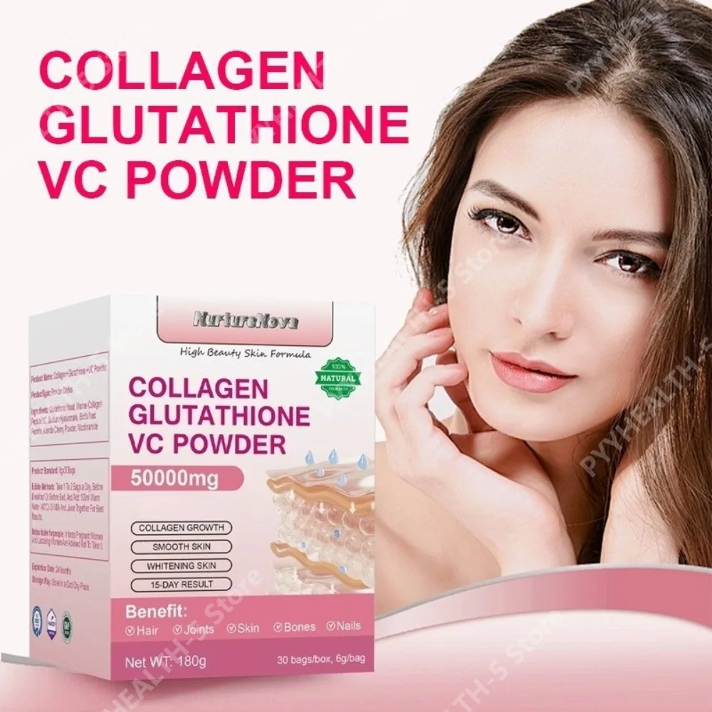 

Collagen Glutathione VC Powder 30 Bags/Box, 180g Net WT, Supports Hair Skin Joints for Adults, 6g Per Bag Unisex
