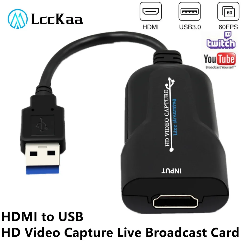 LccKaa 4K HDMI-compatible Video Capture Card USB 3.0 Video Game Grabber Record for PS4 Camcorder Switch Live Broadcast Camera