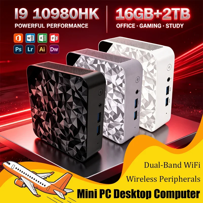 Powerful Core I9-10980HK Mini PC 16GB RAM 1/2TB Storage WiFi6 & BT5.2 Multi-Purpose Portable Gaming Desktop Windows 11