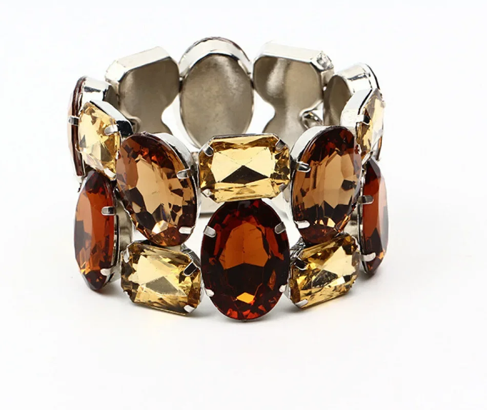 Exquisite Wide Elastic Fashion Color Rhinestone Bridal Bracelet