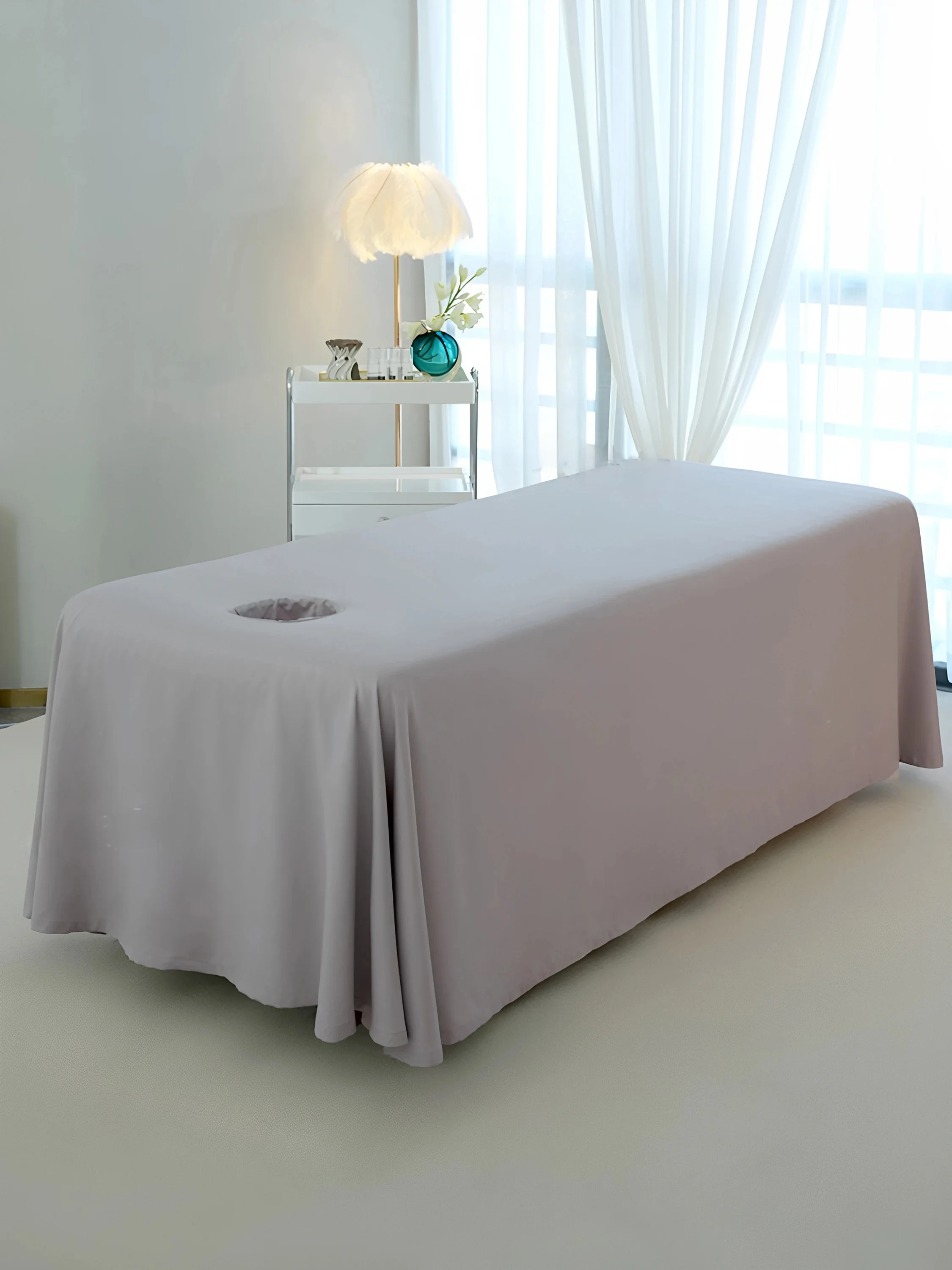 Easy Wash Beauty Salon Massage Bed Cover Single Piece Large Hole One-Piece Barrier Three-Piece Set Modern Simple Style Polyes...