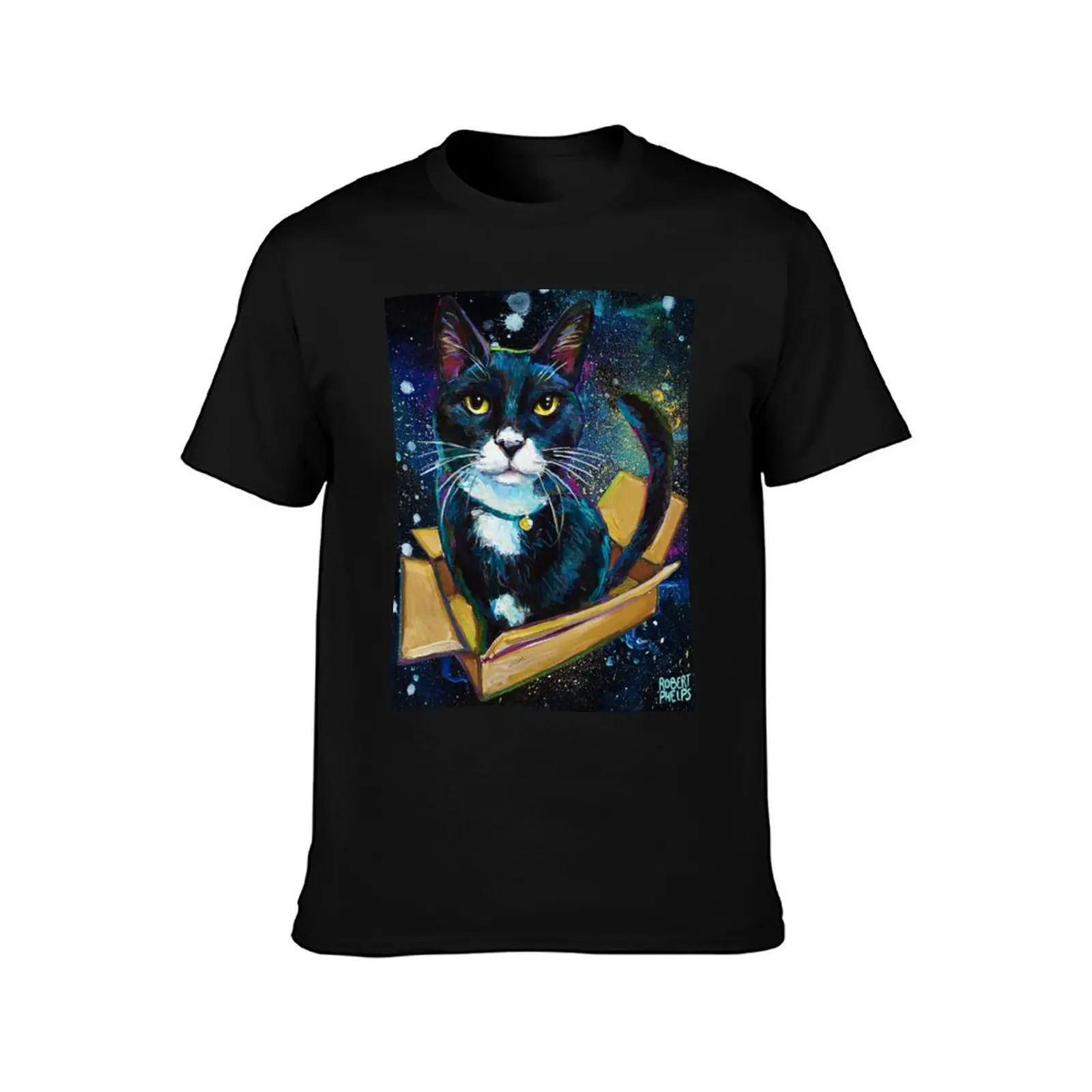 Tuxedo Cat in Space by Robert Phelps T-Shirt Sun Protective Outdoor Tee Top