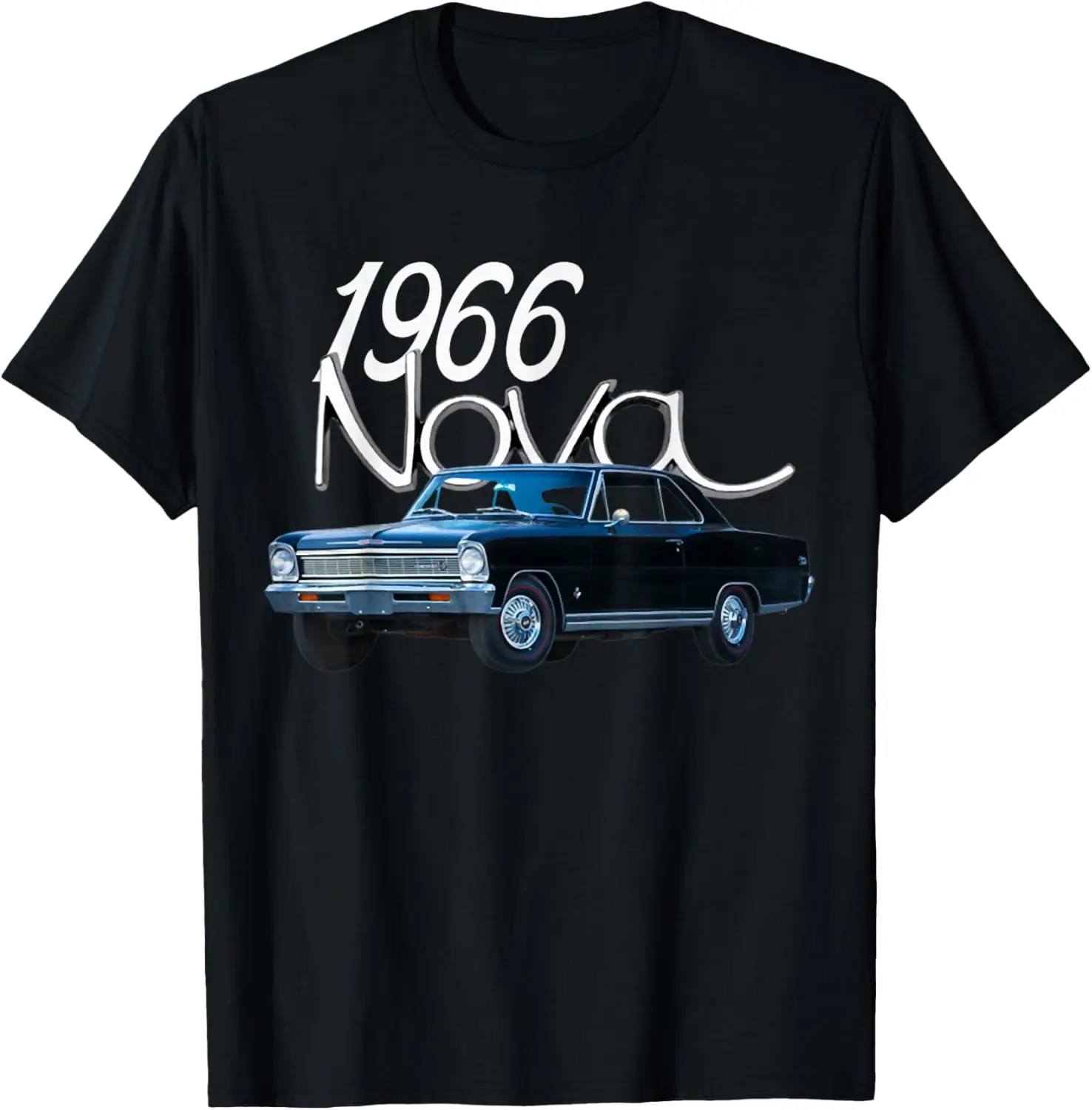 1966 66 Chevys Nova Classic Car Old School Muscle Blue Car T-Shirt