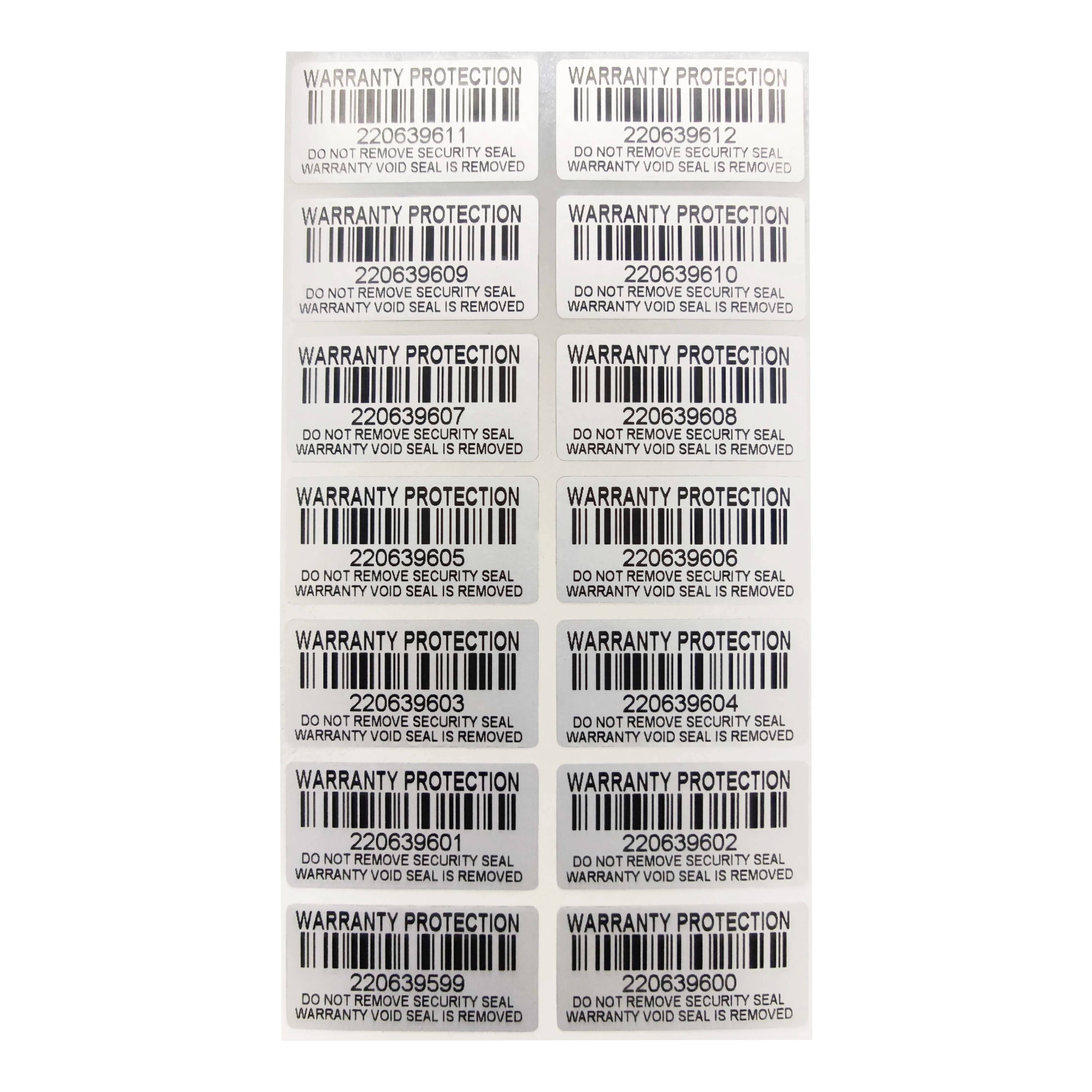100 szt. Srebrna naklejka ochronna gwarancji (30 mm x 15 mm) Bezpieczna plomba Zabezpieczenie przed manipulacją Gwarancja nieprawidłowa naklejka z numerem seryjnym — zdjęcie produktu 4