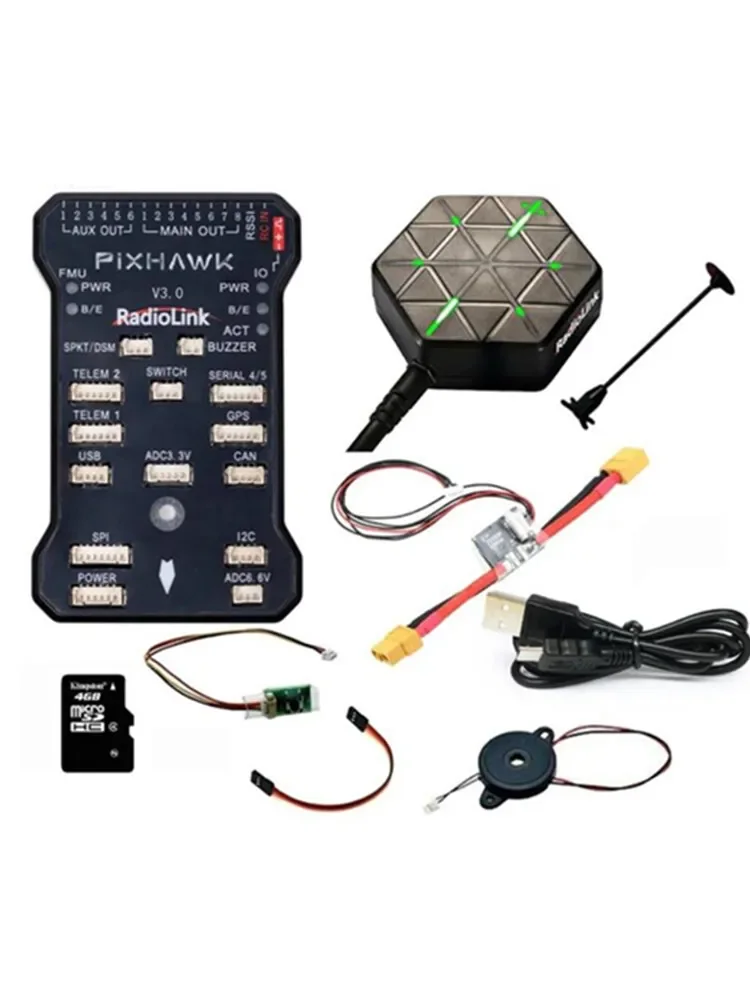

Radiolink Pixhawk 2.4.8 Flight Controller Combo with M8N GPS Buzzer 4G SD Card Telemetry Module For FPV Drones/Airplane