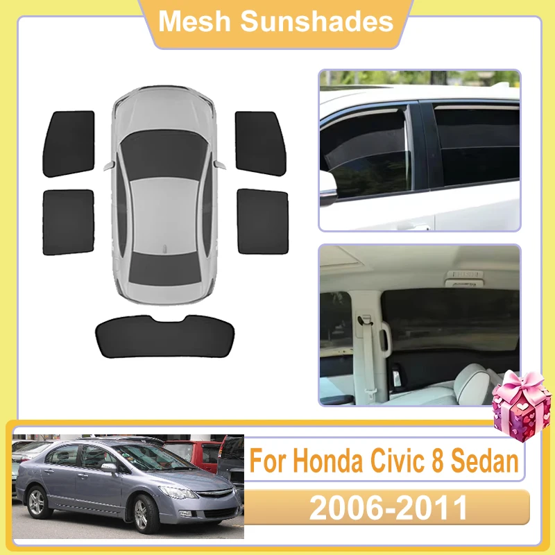 

For Honda Civic 8 Accessories 8th Gen MK8 Sedan 2006-2011 Car Window Sun Shade Mesh Cover Anti UV Visors Heat Shield Parasol Net