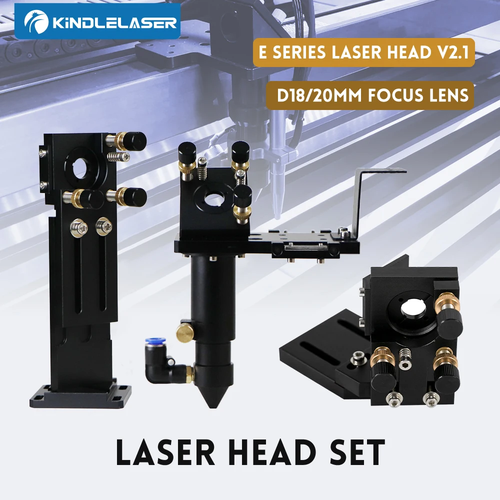 

KINDLELASER E Series CO2 Laser Head Set 1 Pcs Dia.18 20 Focusing Lens 3 Pcs Si / Mo Mirrors for Engraver Cutting Machine Parts
