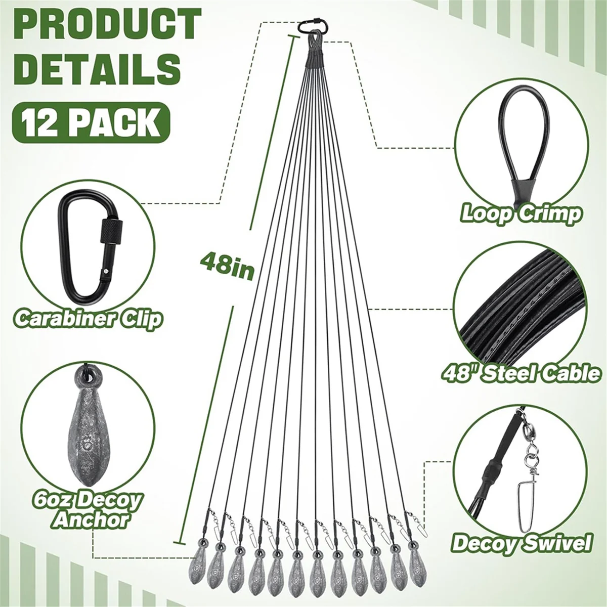 

48in Outdoors Texas-Style Anchor Rigging Line Accessories 6oz Weights