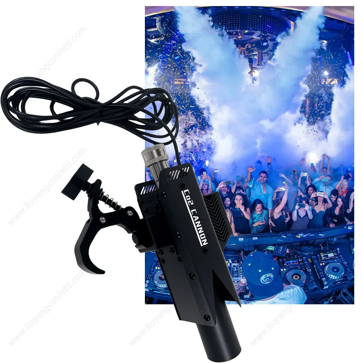 

Hang CO2 Jet with Hook Co2 Cryo Jet Cannon Machine DJ Event Wedding Party Night club Stage Truss SFX C Clamp Music Show Concert