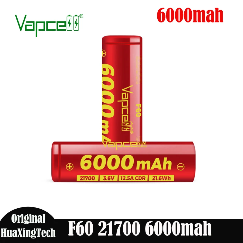 1-10 pz Originale Vapcell 21700 Batteria F60 21700 6000 mah 12,5 A Ricaricabile 21700 Batterie 3.6 V Piuttosto Buon Profomer