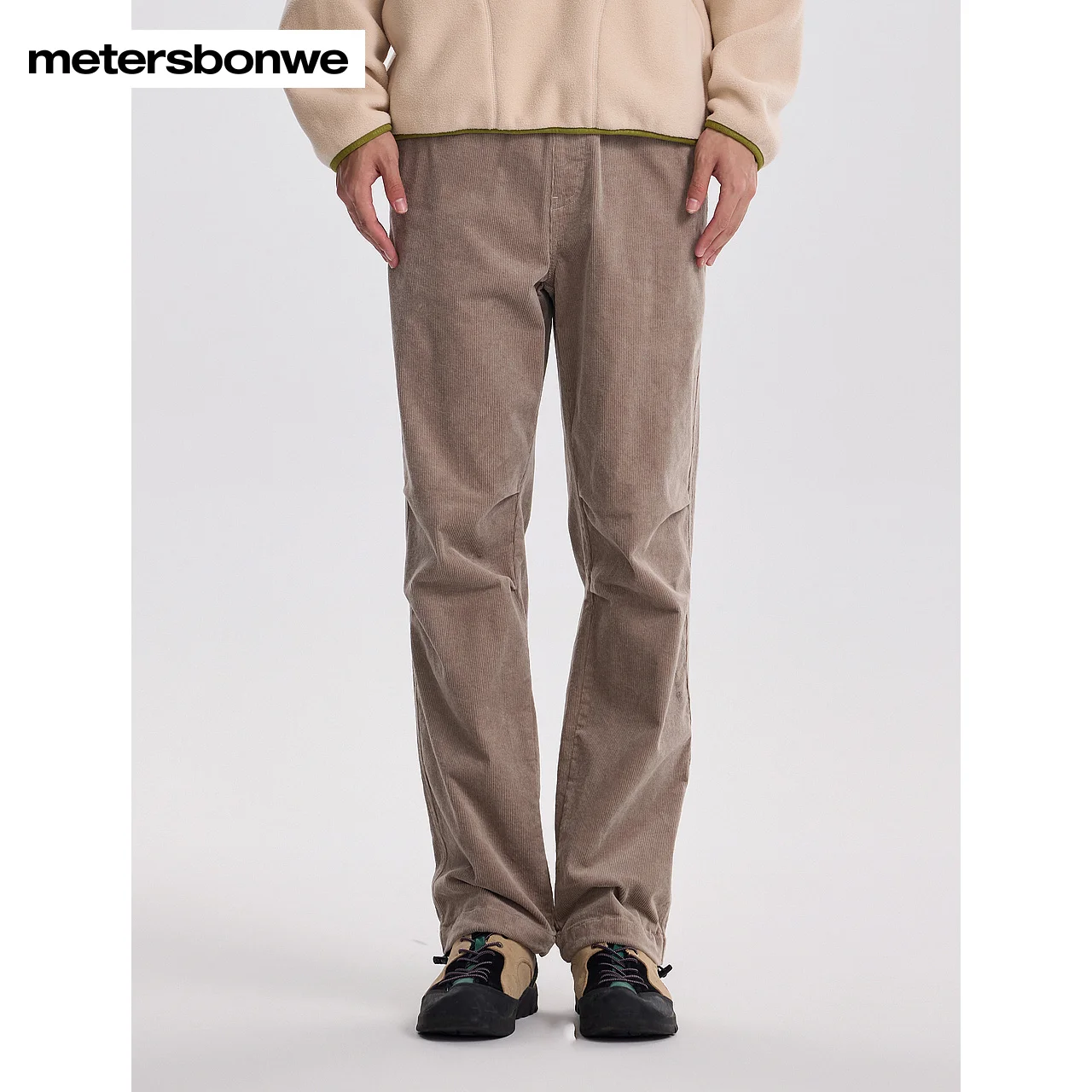 Metersbonwe-ผู้ชาย Corduroy หนา WARM Cargo กางเกง Paratrooper กางเกงเท้าขอบเชือกยืดหยุ่น 2 วิธีสวมใส่กลางแจ้งฤดูหนาว