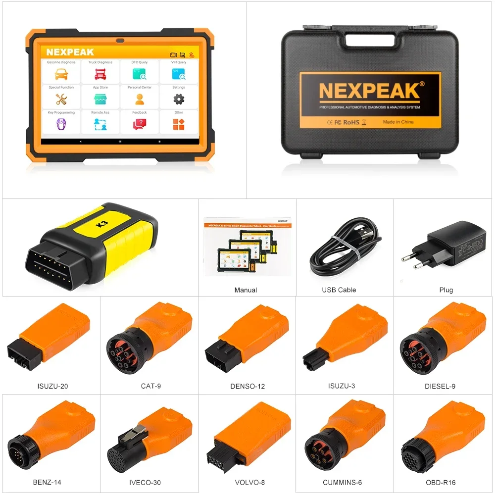 NEXPEAK K3 NEXPEAK k3 Professional Car And Truck Diagnostic Tool with ECU program, clear specification DTC, DPF, etc pk K1, K2