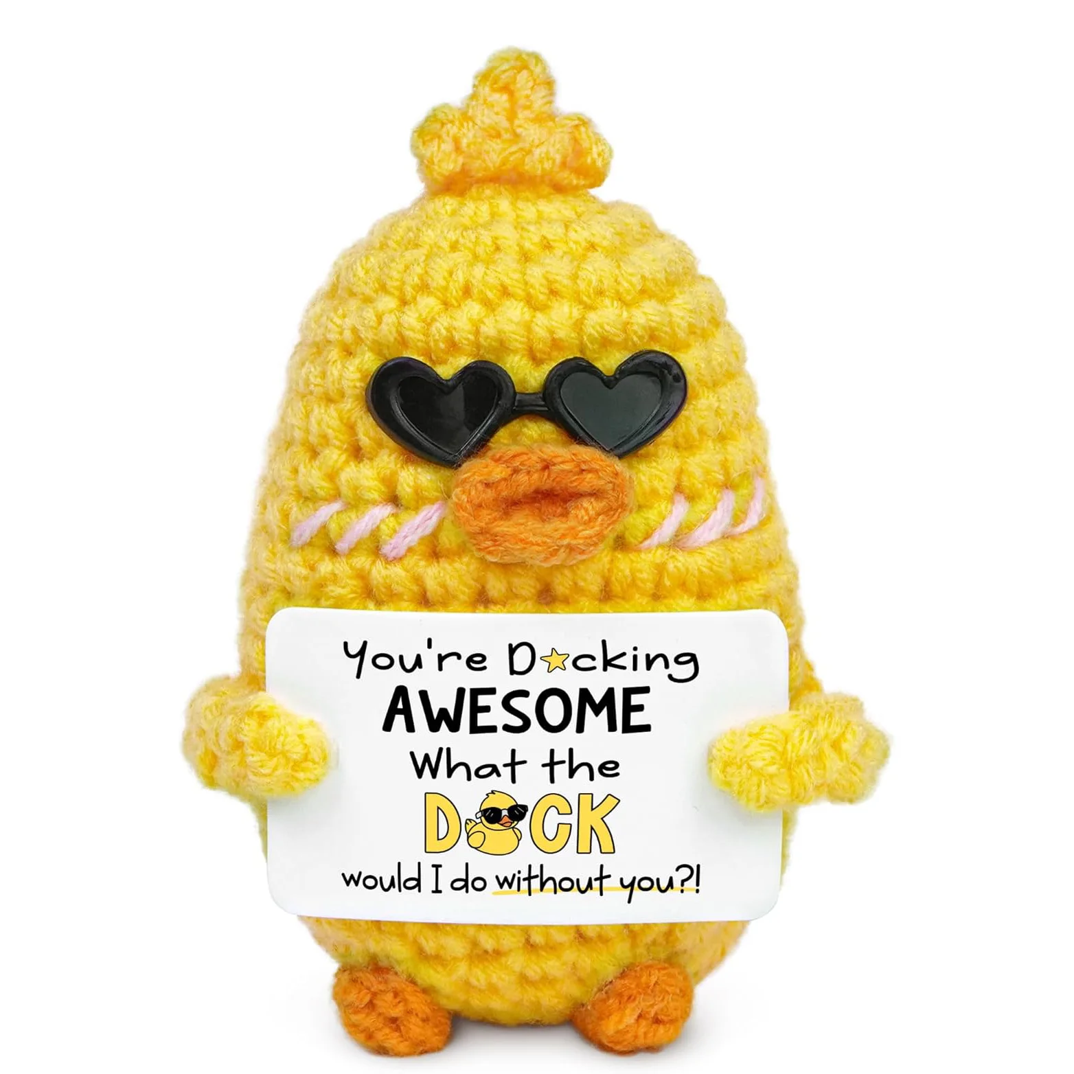 New Funny Emotional Support Crochet Positive Duck Doll Christmas Home Decoration Handmade Knitted Duck Desktop Ornament Gifts