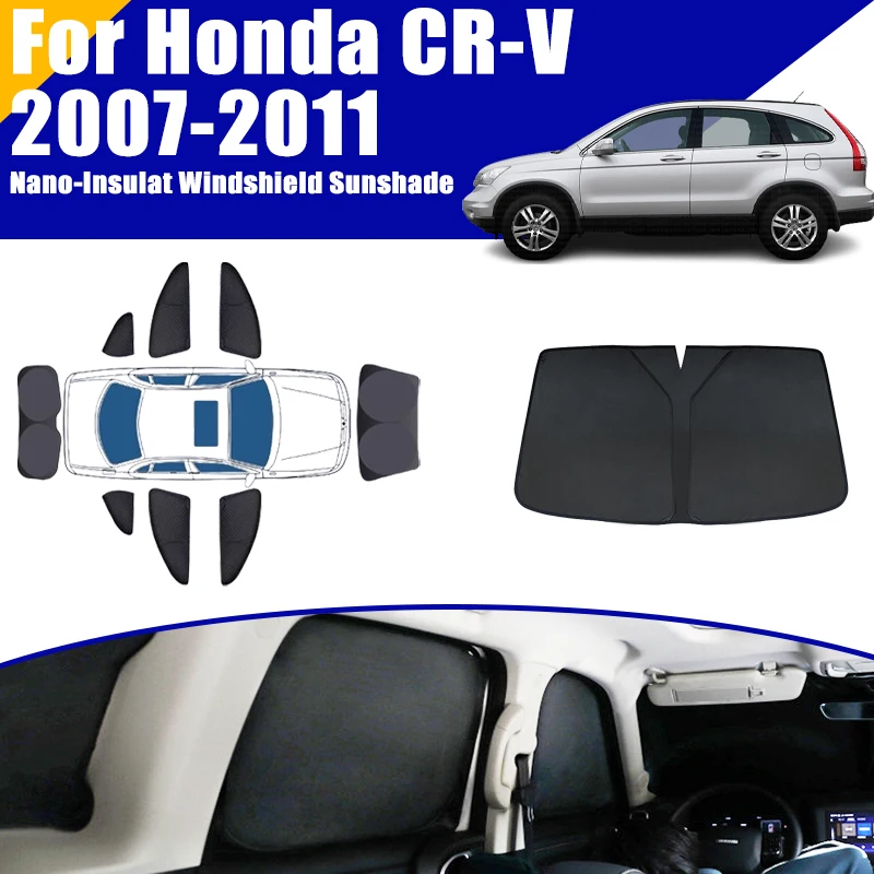 

Full Coverage Sunshade For Honda CRV CR-V CR V 2007-2011 2008 2009 Car Accessories Windows Visor Privacy Covers Black Foldable