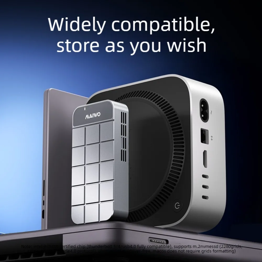 MAIWO USB4.0 NVMe SSD Case Aluminum 80Gbps Type-C to 2280 M.2 NVMe SSD Enclosure Support Thunderbolt5/4/3 8TB Capacity Tool Free