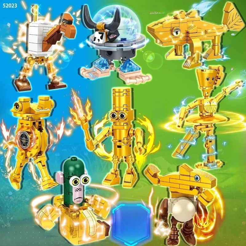 النسخة الذهبية الإيطالية تونغ تونغ صحور ‌   مجموعة مكعبات البناء المقتنيات لعبة الشكل للفتيات نموذج الطوب لعبة أطفال هدايا للأولاد والأطفال