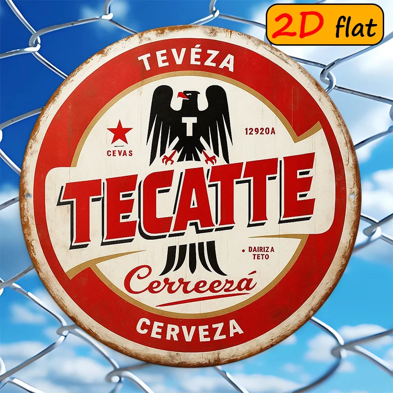 2D Vintage Tecate Beer Wooden Sign, Retro Cerveza Round Plaque, Aesthetic Mexican Cantina Wall Art Decor, Rustic Shabby Chic Hom