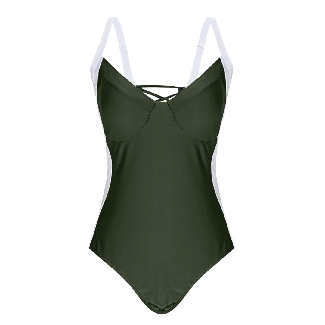 S - XL, 7 Farben, einteiliger Badeanzug mit Schnürung und Spitze, Damen-Badebekleidung, hoch geschnittene Beine, rückenfreier Badeanzug, Badeanzug, Modell V6952. – Detail 30